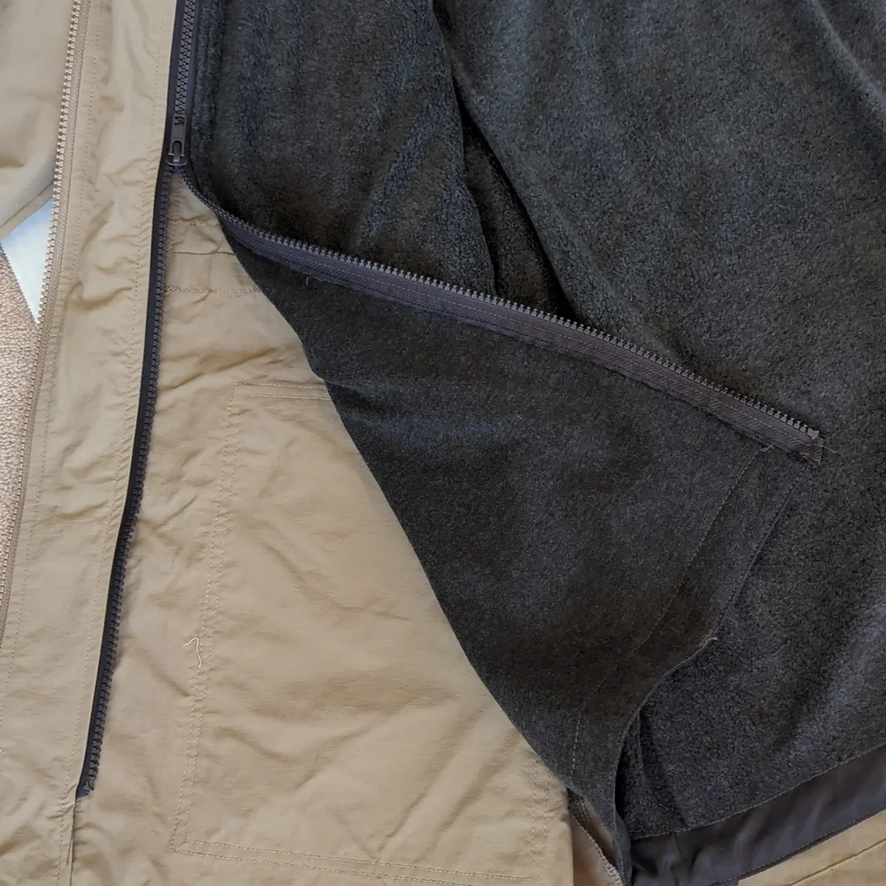 Woman Within Fleece Lined Hooded Jacket MEDIUM 14/16 Tan FLAW Discoloration